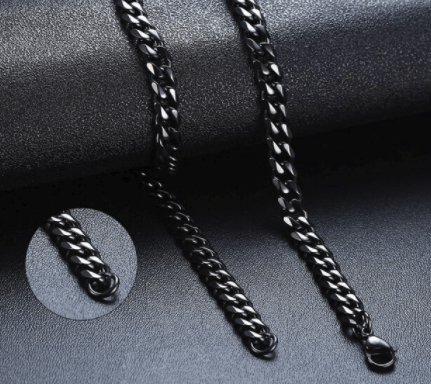 Mulat Heavyweight 10MM Cuban Link Chain - Black Metal 